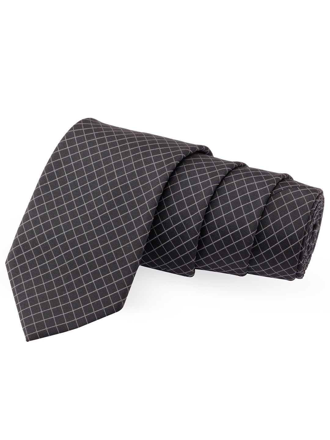 

PELUCHE Men Black & White Checked Broad Tie