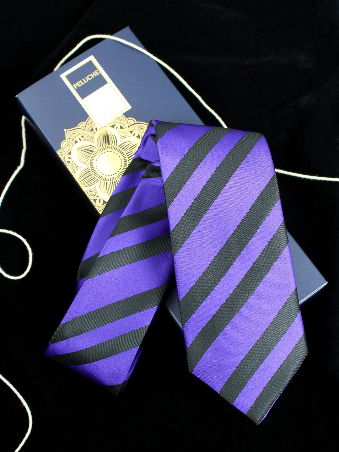 

PELUCHE Men Purple & Black Striped Broad Tie