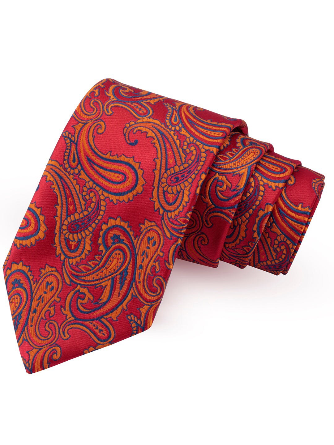 

PELUCHE Men Red Woven Design Broad Tie