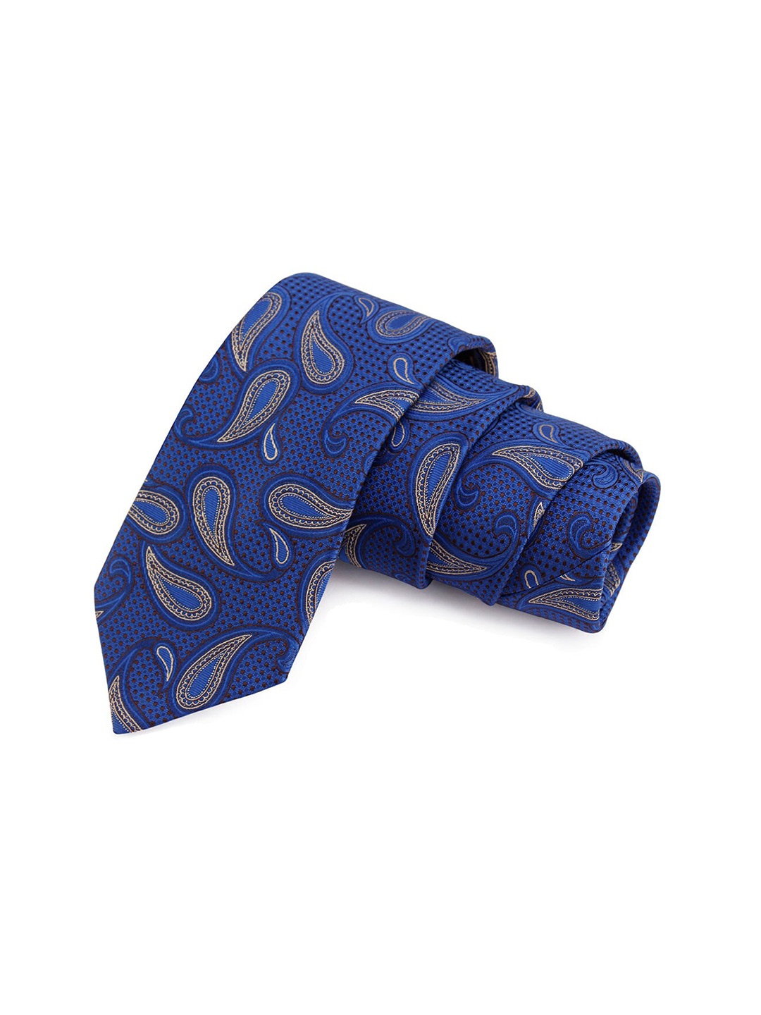 

PELUCHE Men Blue & Gold-Toned Woven Design Skinny Tie