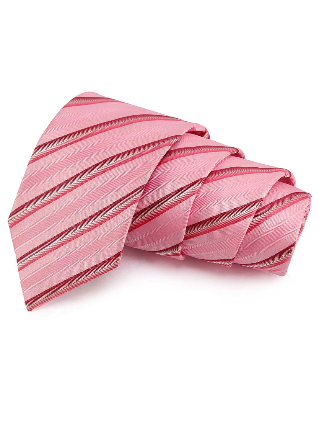 

PELUCHE Men Pink & Red Striped Broad Tie