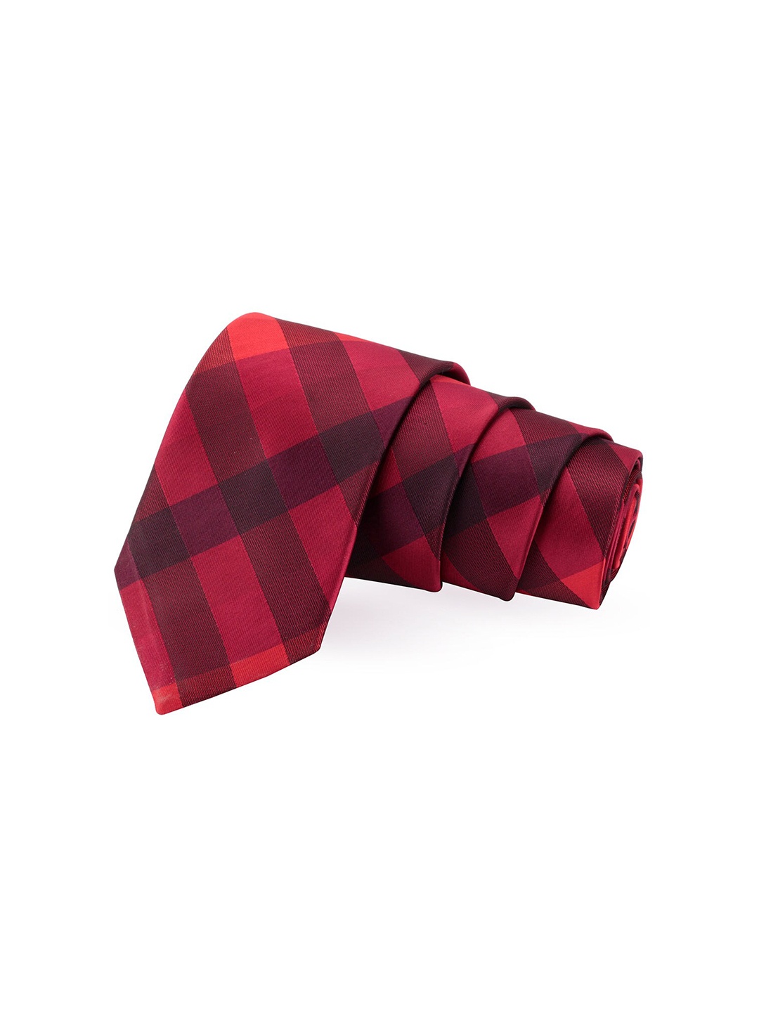 

PELUCHE Men Maroon & Black Checked Broad Tie