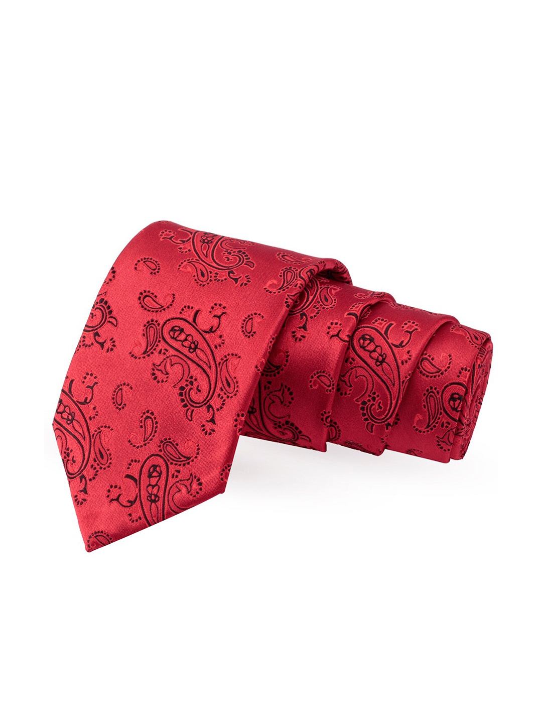 

PELUCHE Men Red Woven Design Broad Tie