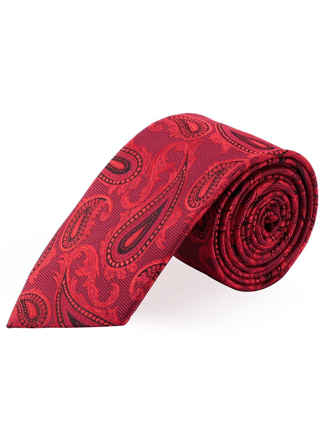 

PELUCHE Men Maroon & Black Woven Design Broad Tie