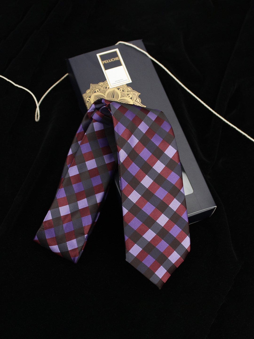 

PELUCHE Men Maroon & Purple Checked Broad Tie