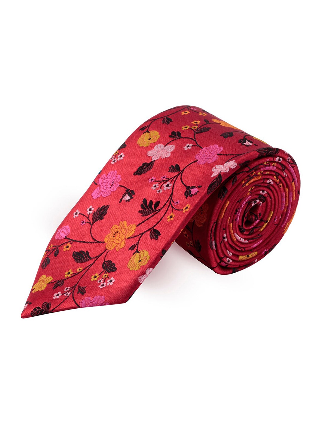 

PELUCHE Men Red & Pink Woven Design Broad Tie