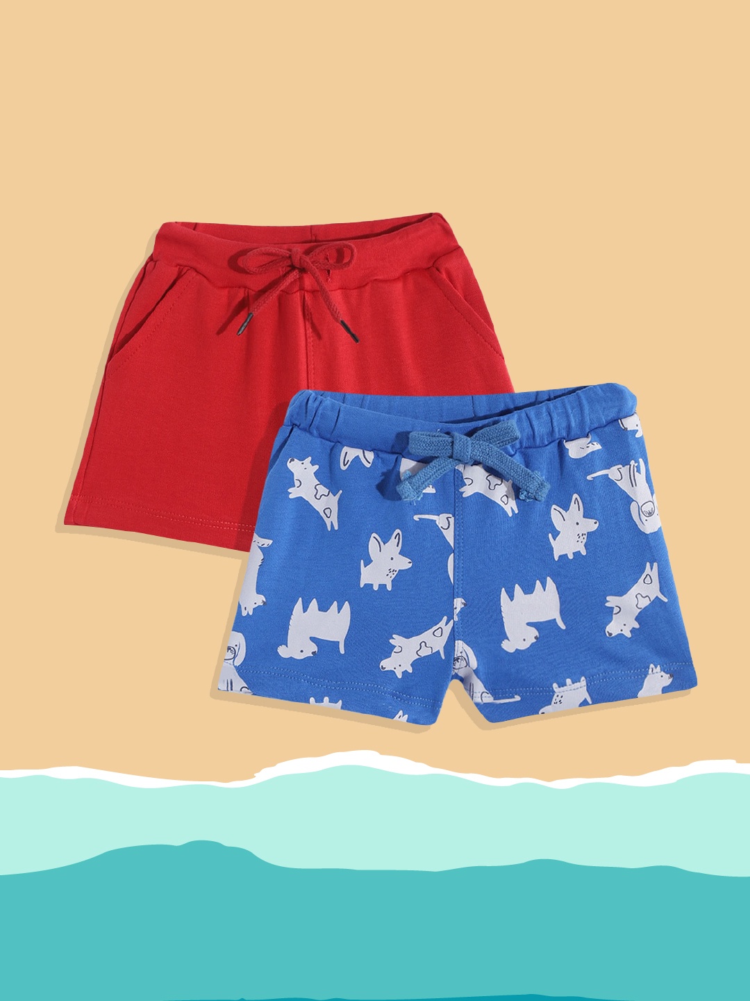 

YK Infant Boys Pack of 2 Pure Cotton Shorts, Blue