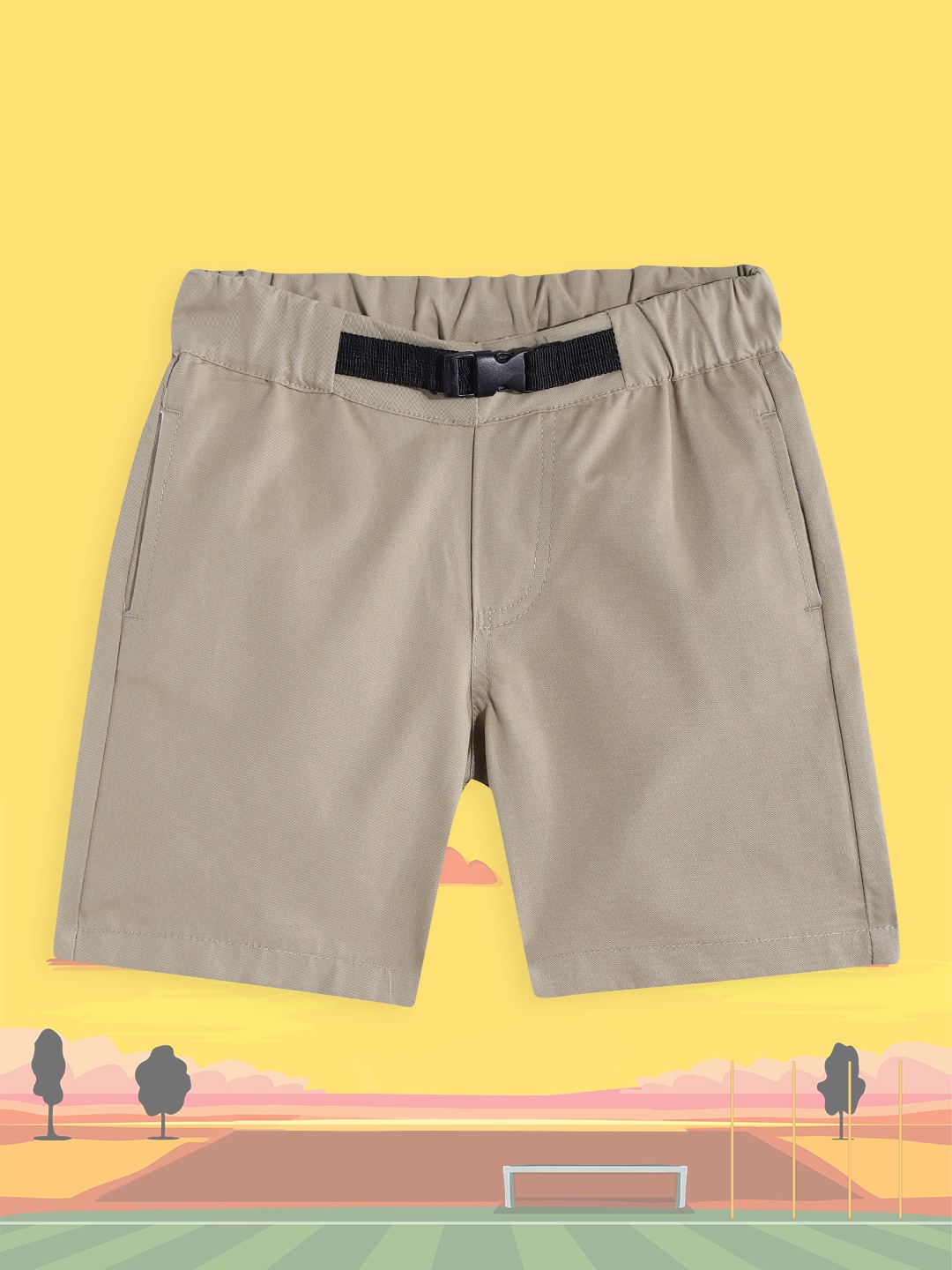 

YK Boys Beige Pure Cotton Solid Shorts