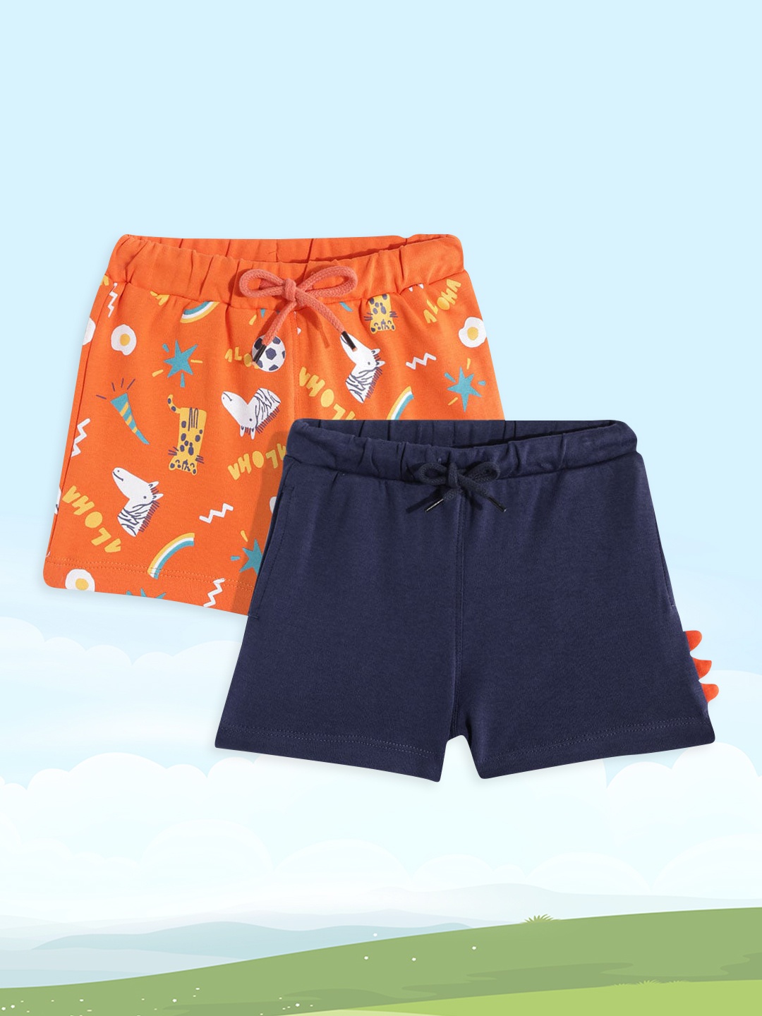 

YK Infant Boys Pack of 2 Pure Cotton Shorts, Navy blue