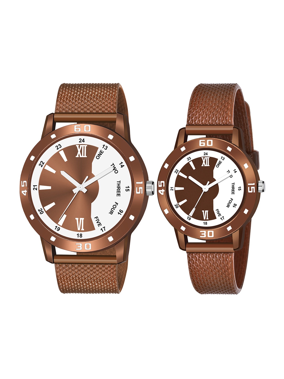 

HAPPY KHAJANA Brown Set of 2 Analog Watch Gift Set Combo_544_3006