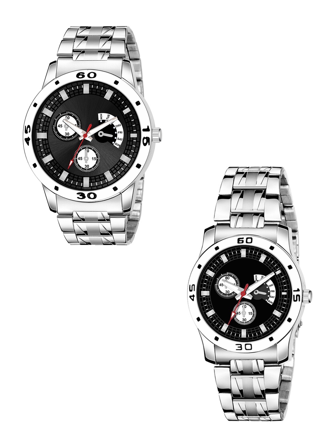 

HAPPY KHAJANA Unisex Black & Silver-Toned Solid Watch Gift Set Combo_54_851