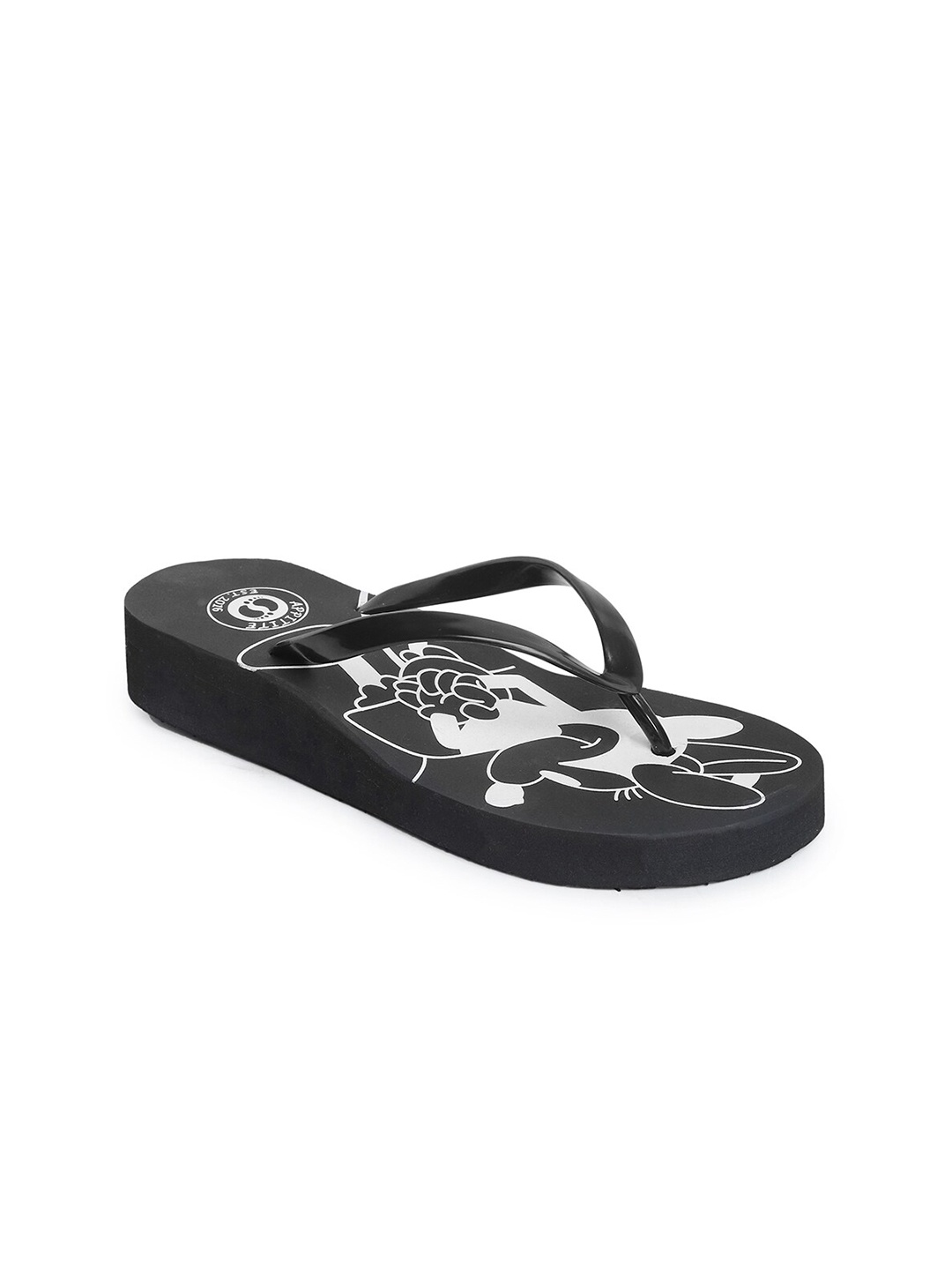 

APPITITE Women Black & White Printed Heeled Thong Flip Flop