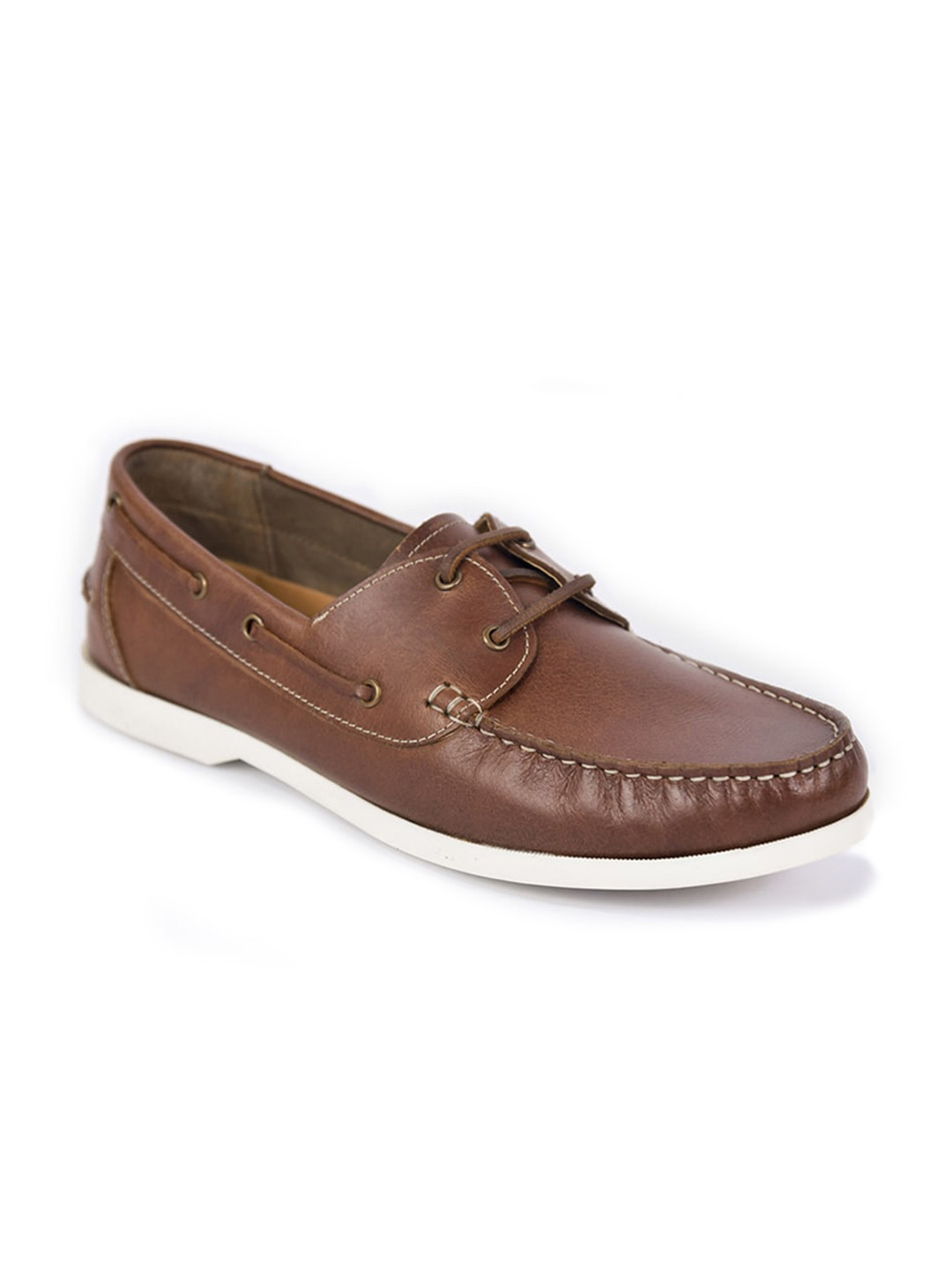 

SILVER STREET LONDON Men Tan Leather Boat Shoes