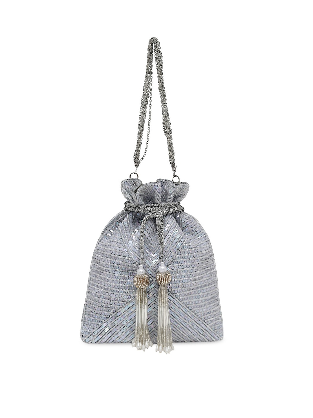 

Tarini Nirula Silver-Toned Embellished Potli Clutch