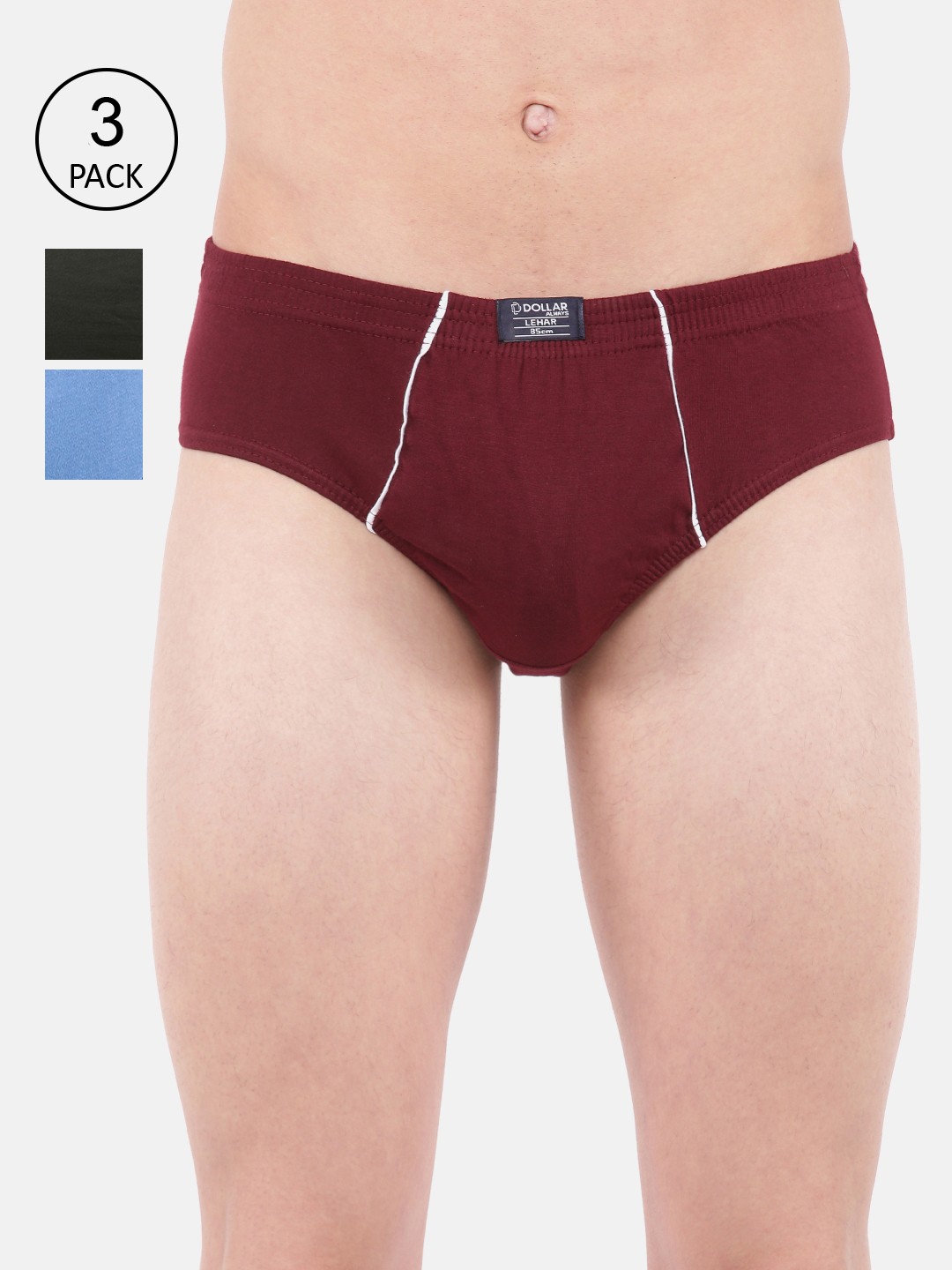 

Dollar Men Pack of 3 Lehar Super Combed Cotton Briefs MLHBR-01-PO3-ASST2, Assorted