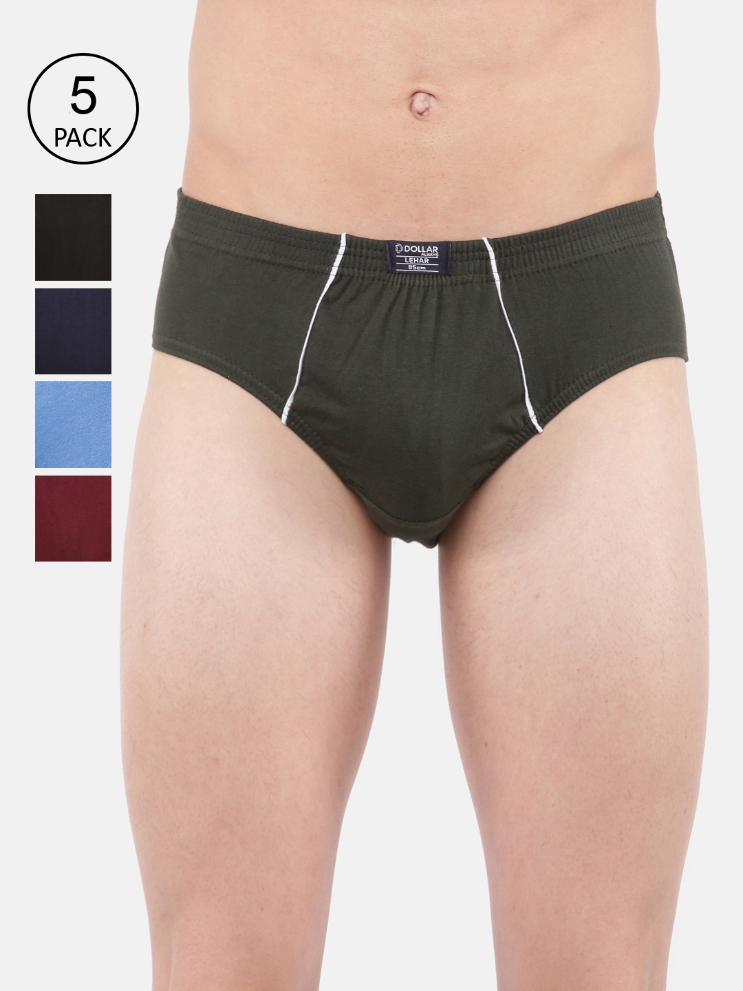

Dollar Men Pack of 5 Lehar Super Combed Cotton Briefs MLHBR-01-PO5-ASST1, Assorted