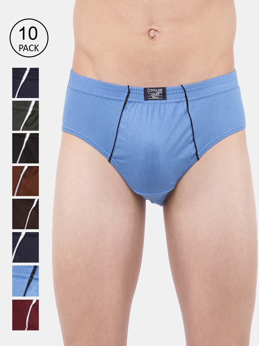 Dollar Lehar Super Combed Cotton Men Pack Of 10 Briefs MLHBR-01-PO10-ASST, Assorted