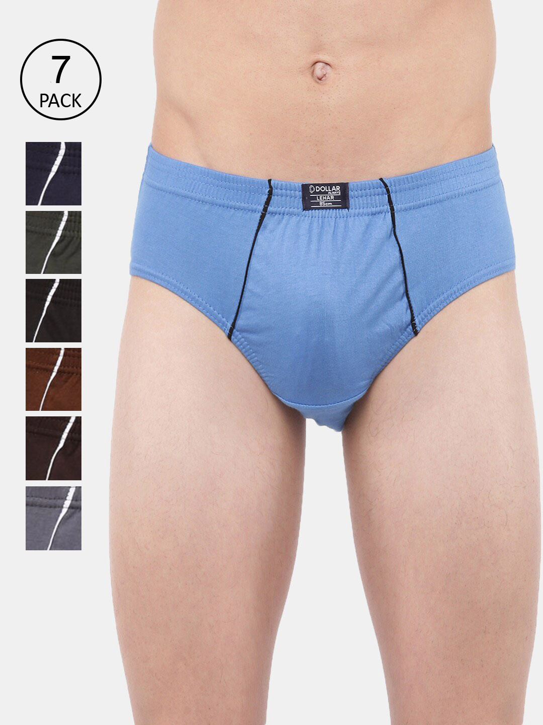 

Dollar Lehar Men Assorted Pack Of 7 Brief Super Combed Cotton Basic Briefs MLHBR-01-PO7