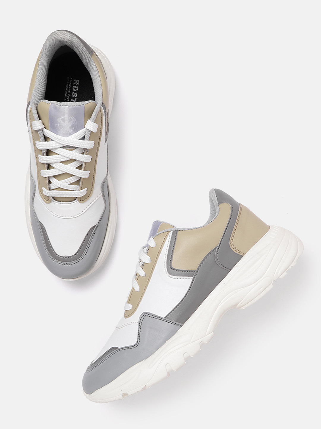 

Roadster Men White & Grey Colourblocked Sneakers