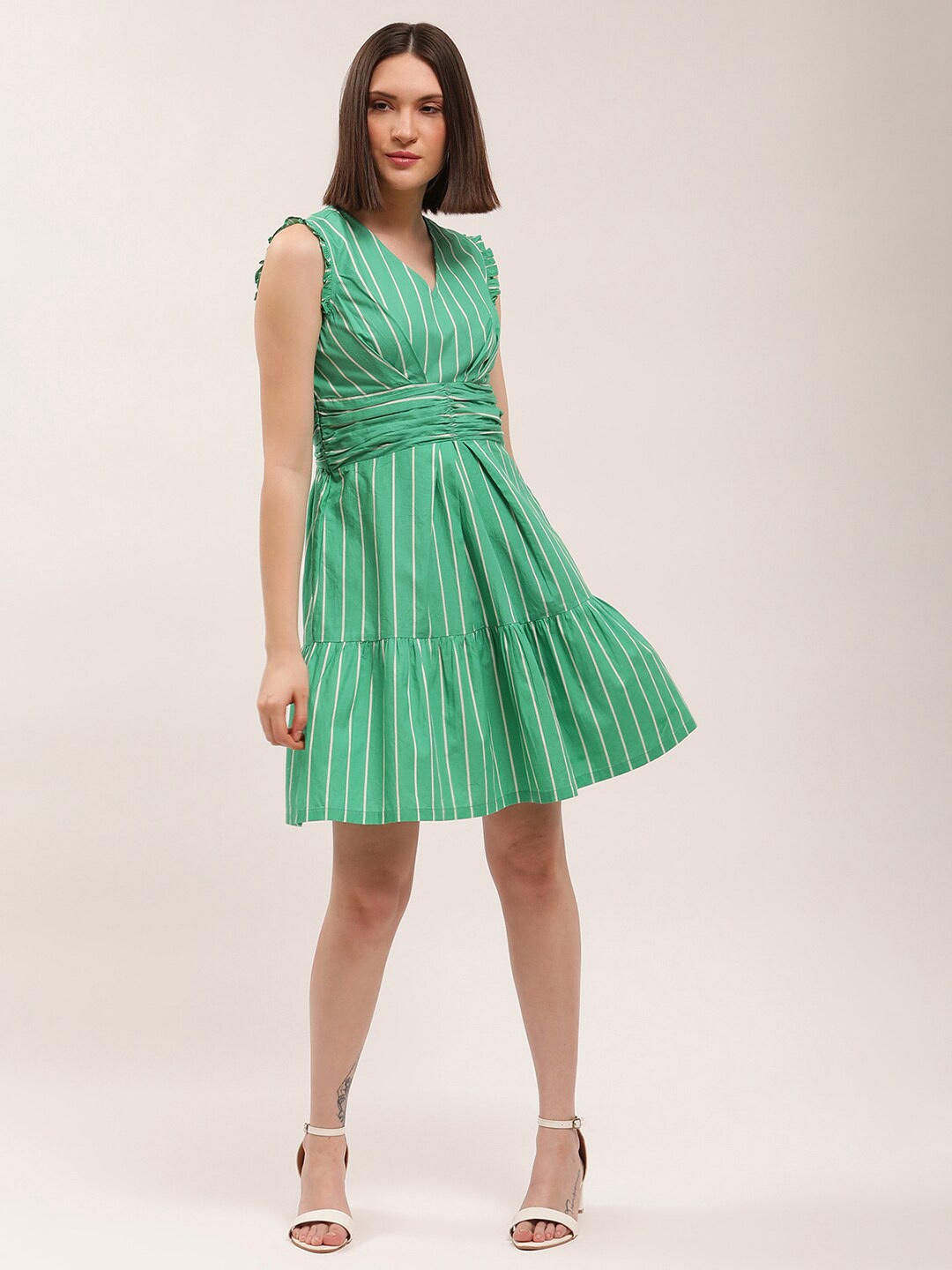 

ELLE Green Striped Dress