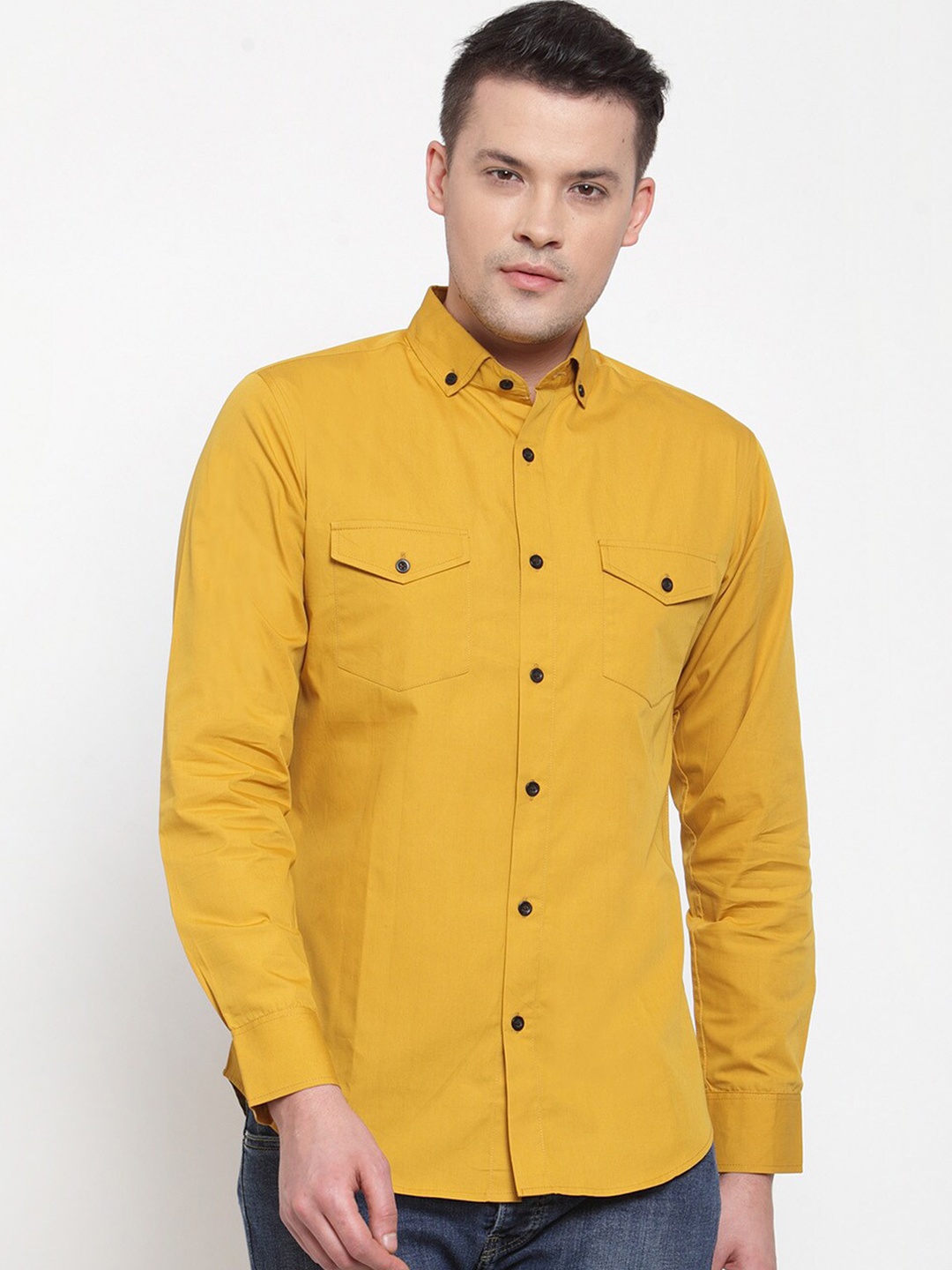 

WESTCLO Men Mustard Slim Fit Cotton Casual Shirt