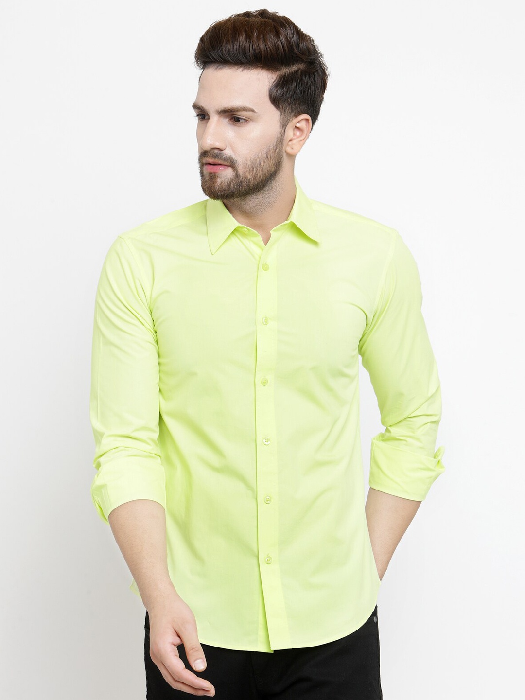 

WESTCLO Men Lime Green Slim Fit Cotton Casual Shirt