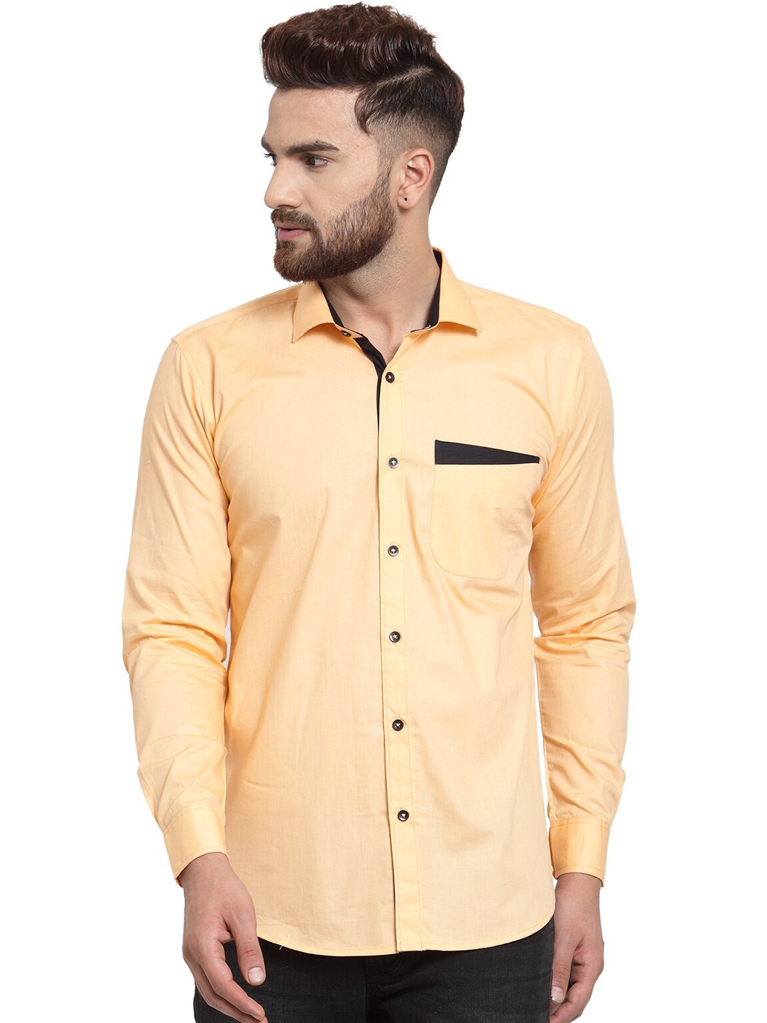 

WESTCLO Men Orange Slim Fit Cotton Casual Shirt