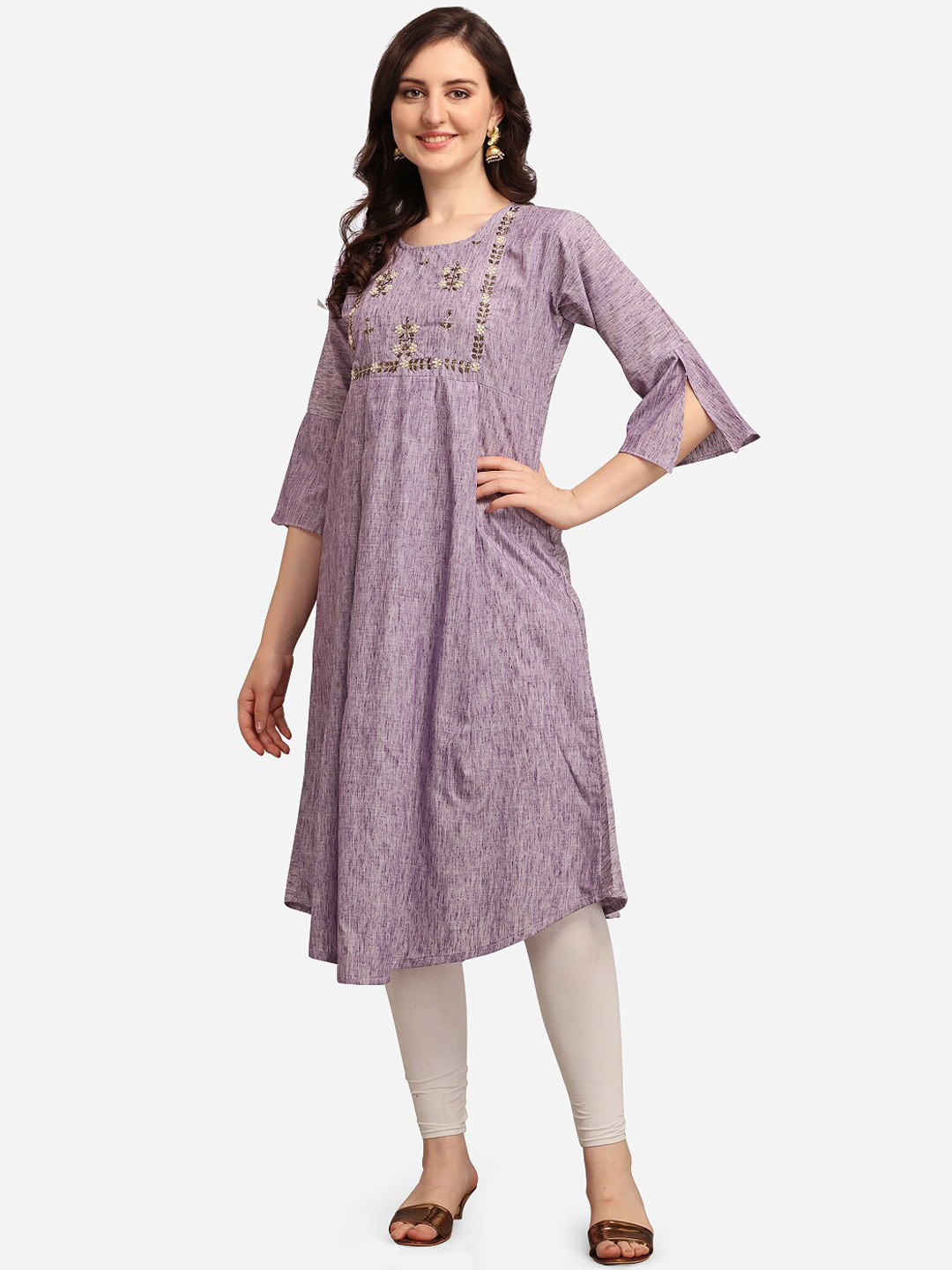 

KALINI Women Purple Ethnic Motifs Handwork Embroidery A-line Kurta