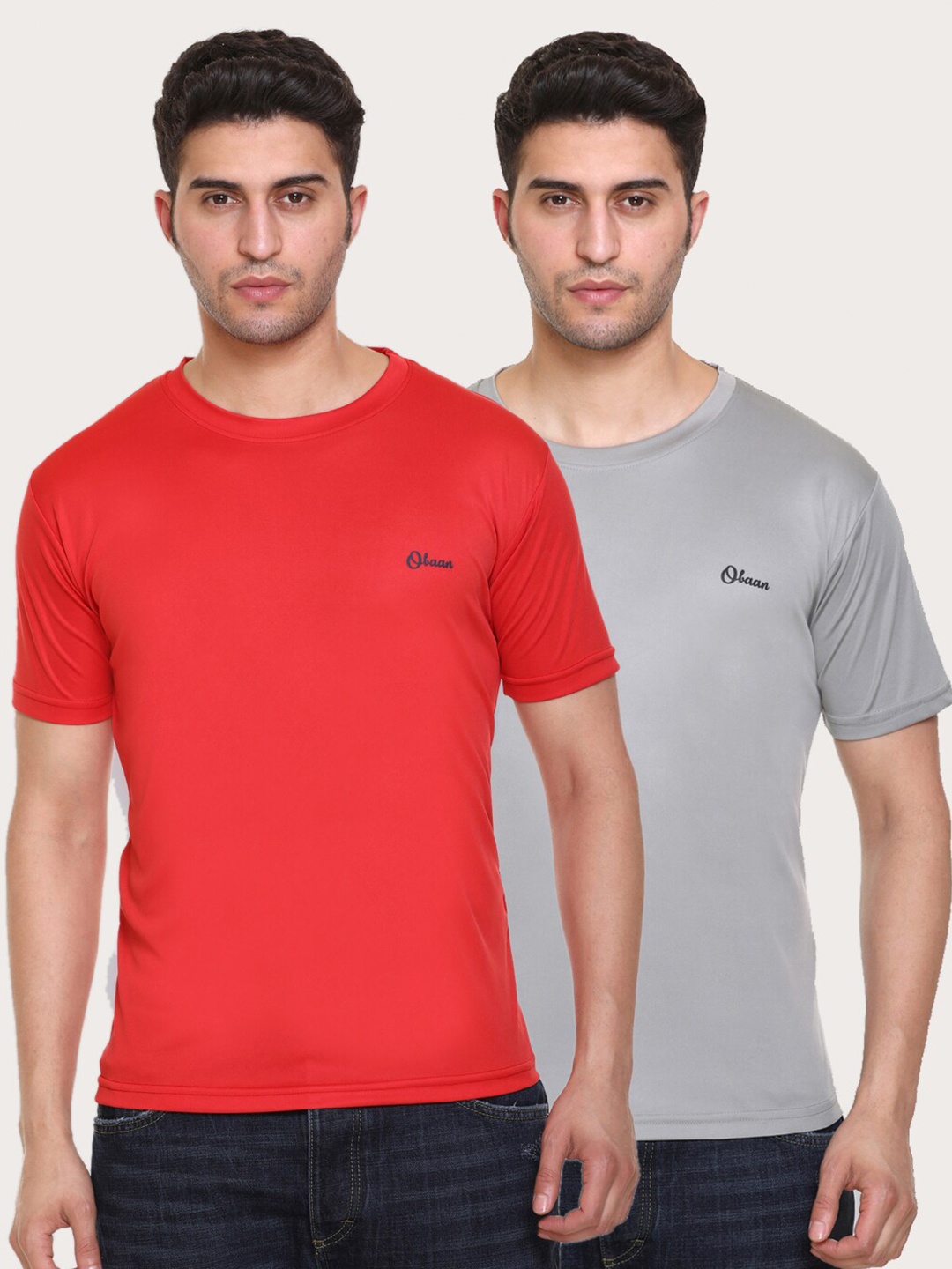 

Obaan Men Pack Of 2 Dri-Fit T-shirts, Red