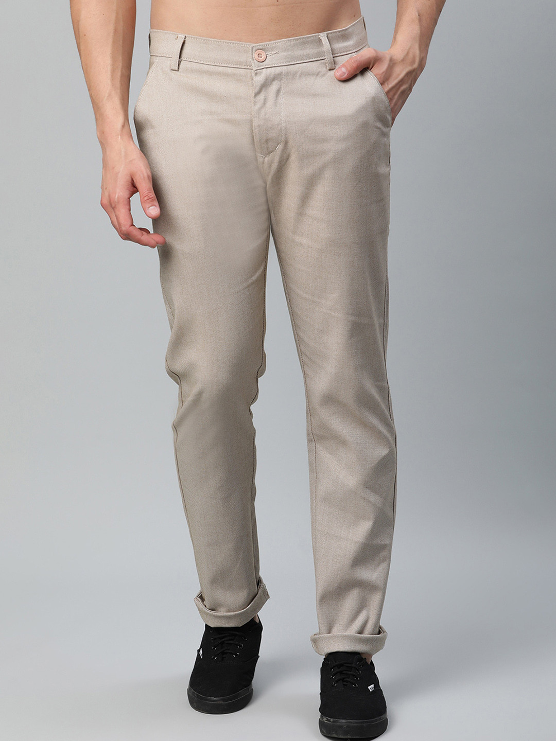 

Rodamo Men Beige Slim Fit Trousers