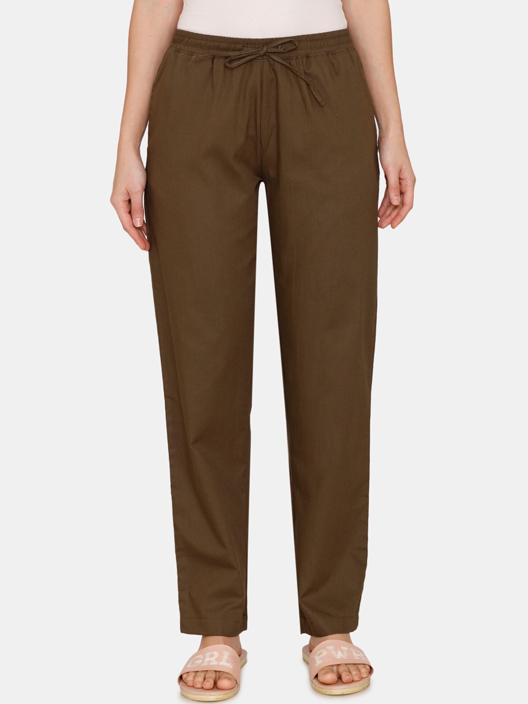 

Coucou by Zivame Women Olive Green Solid Cotton Lounge Pants