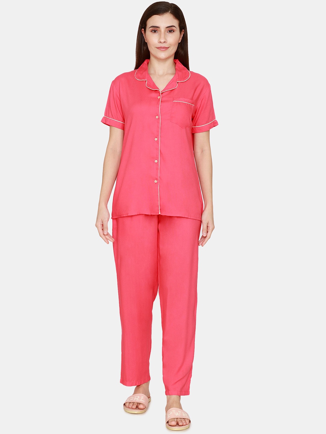 

Coucou by Zivame Women Orange Solid Night suits, Pink