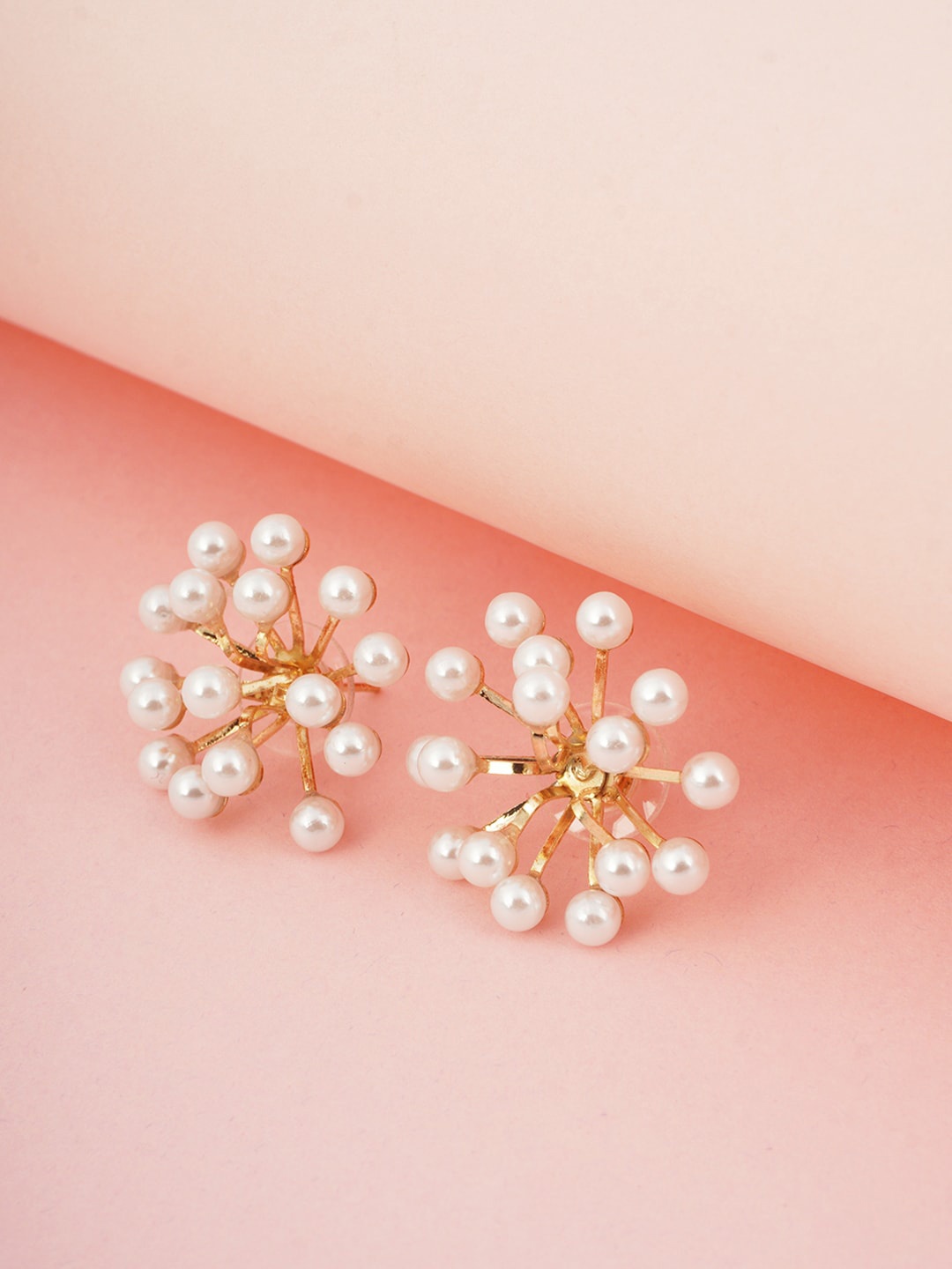 

Ferosh White & Gold-Toned Circular Pearl Studs Earrings