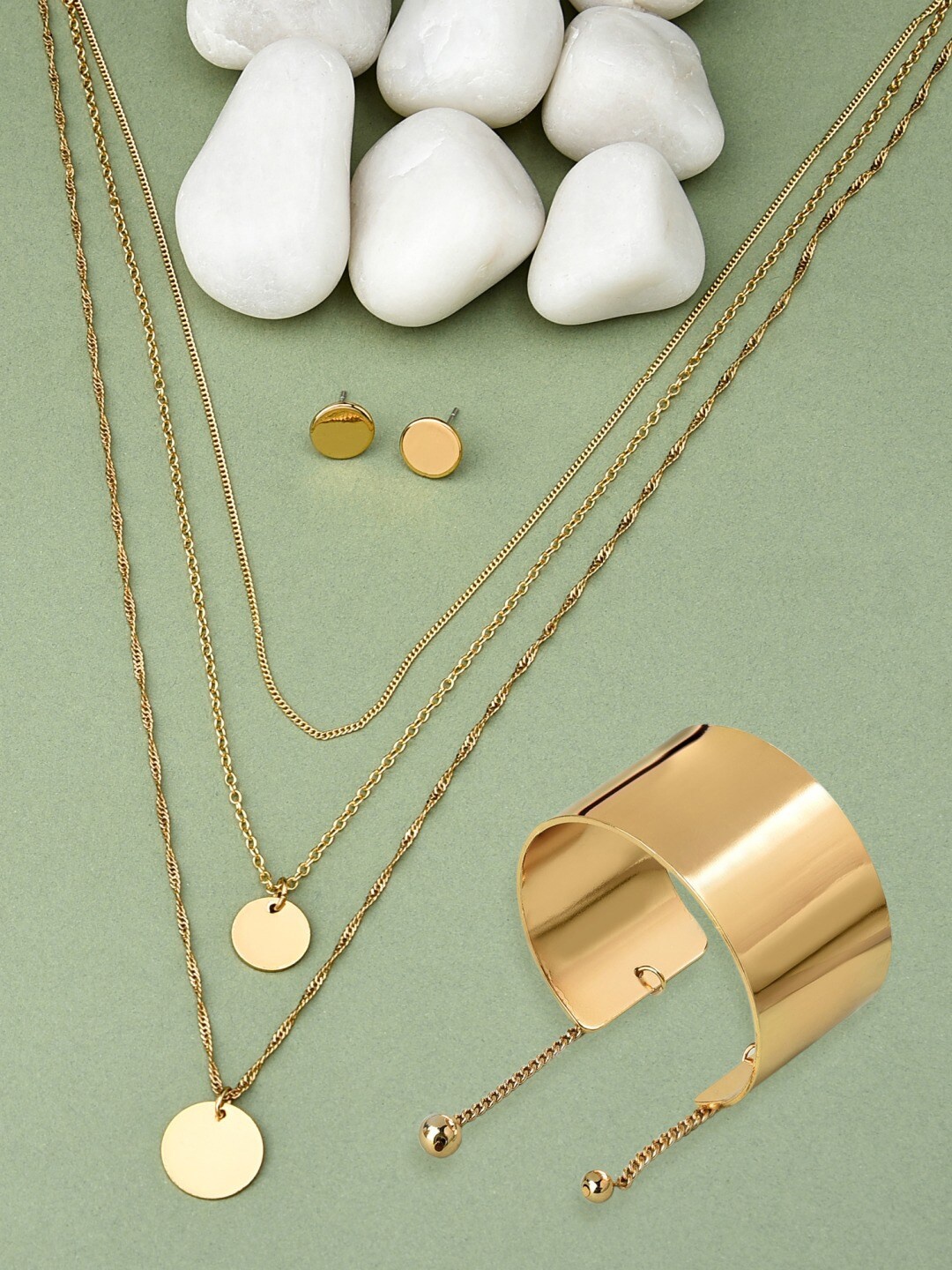 

Ami Gold Plated Contemporary Layered Chains & Bracelet Set