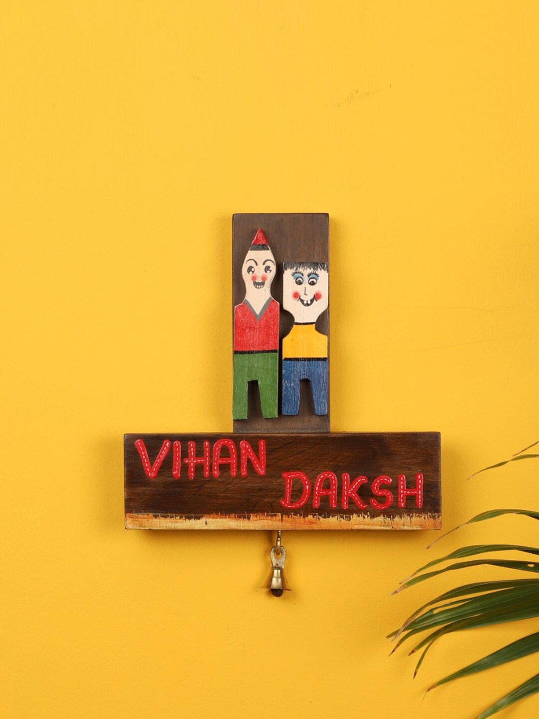 AAKRITI ART CREATIONS Brown & Red Bachpan Buddies Nameplate