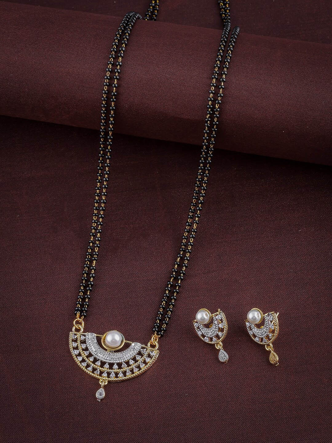

Brandsoon Gold-Plated Black Beaded Mangalsutra