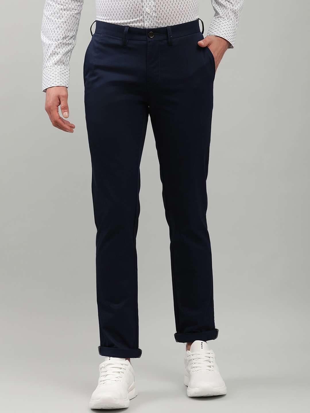 

BEN SHERMAN Men Navy Blue Slim Fit Trousers