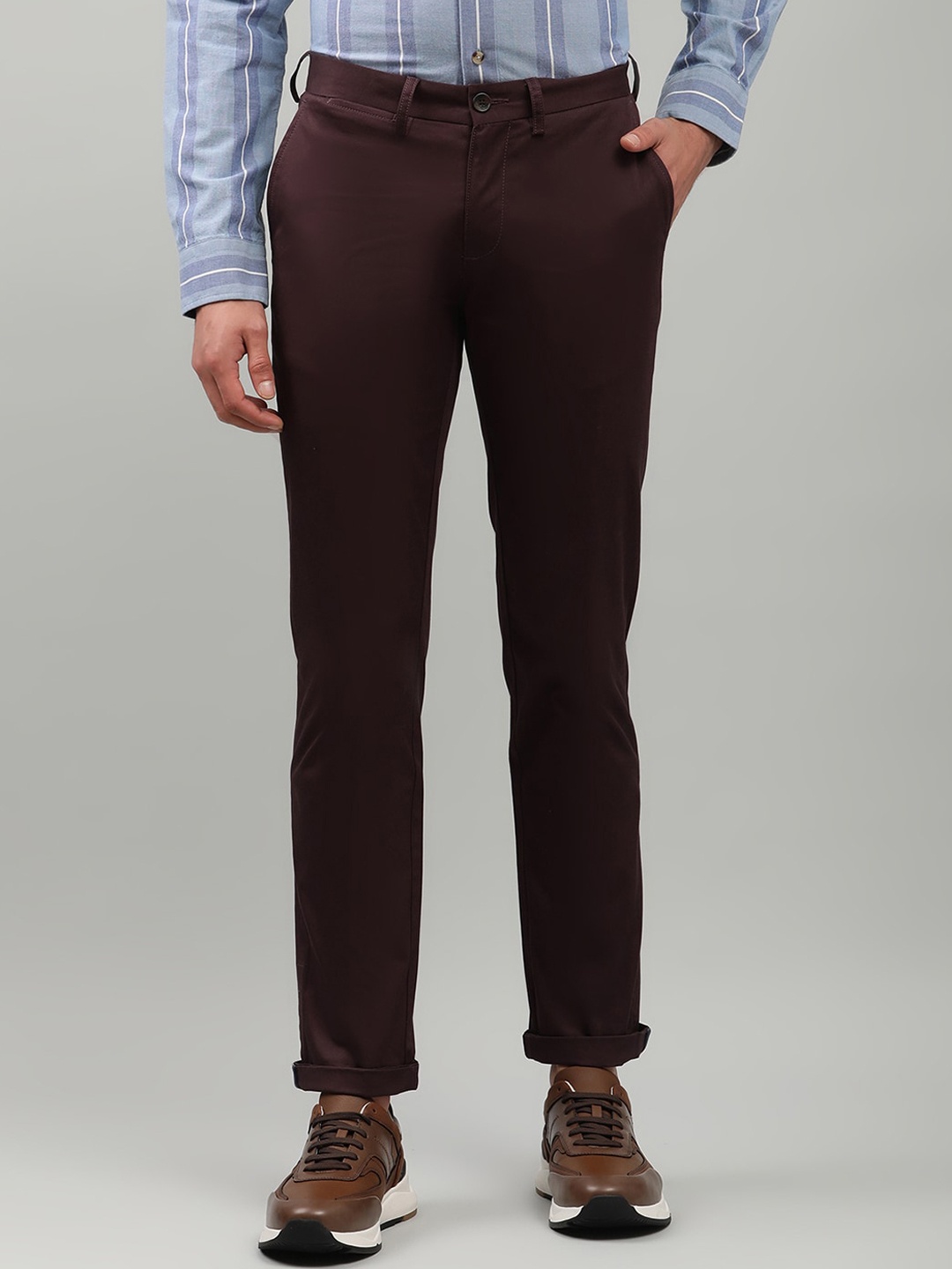 

BEN SHERMAN Men Brown Slim Fit Trousers