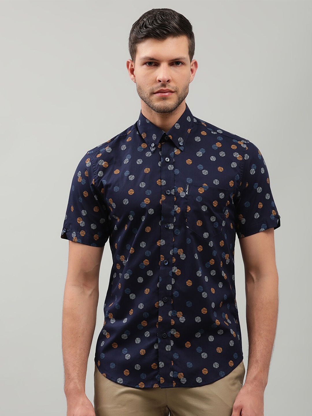 

BEN SHERMAN Men Blue Cotton Printed Casual Shirt