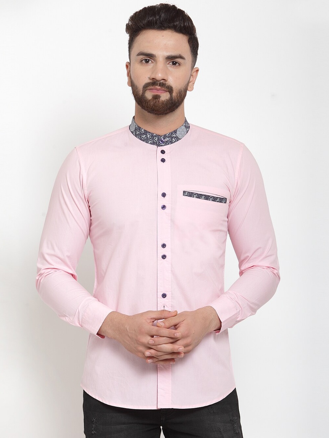 

WESTCLO Men Pink Slim Fit Cotton Casual Shirt