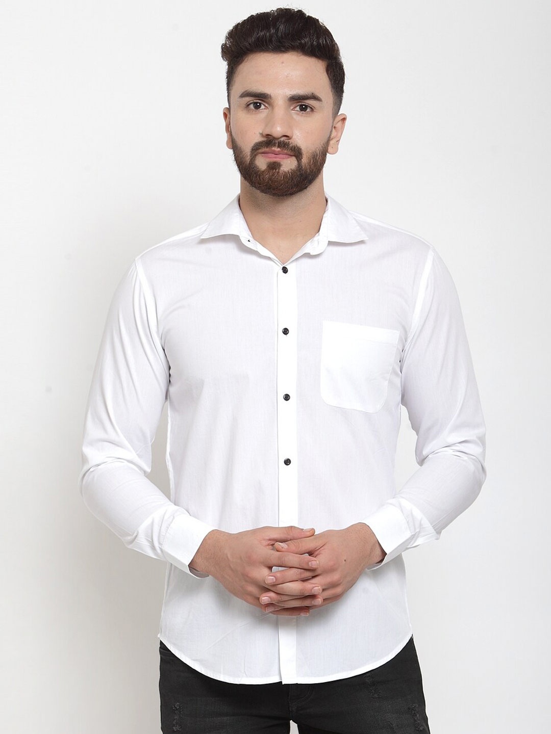 

WESTCLO Men White Slim Fit Cotton Casual Shirt