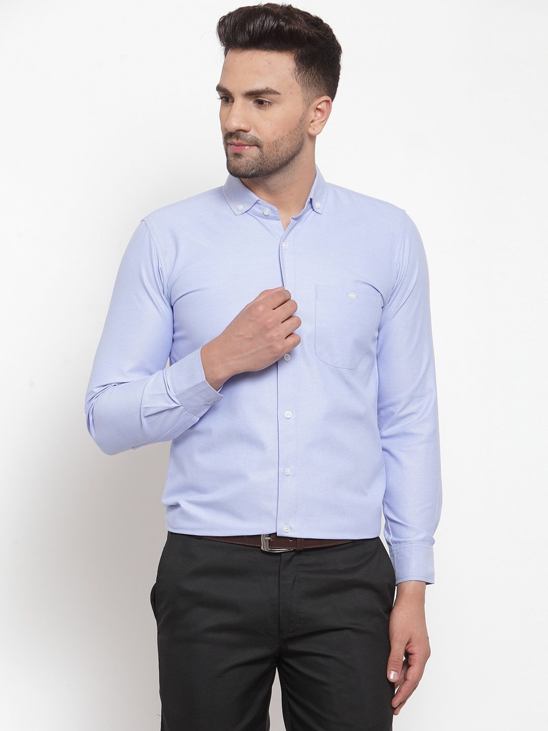 

WESTCLO Men Blue Slim Fit Solid Cotton Formal Shirt