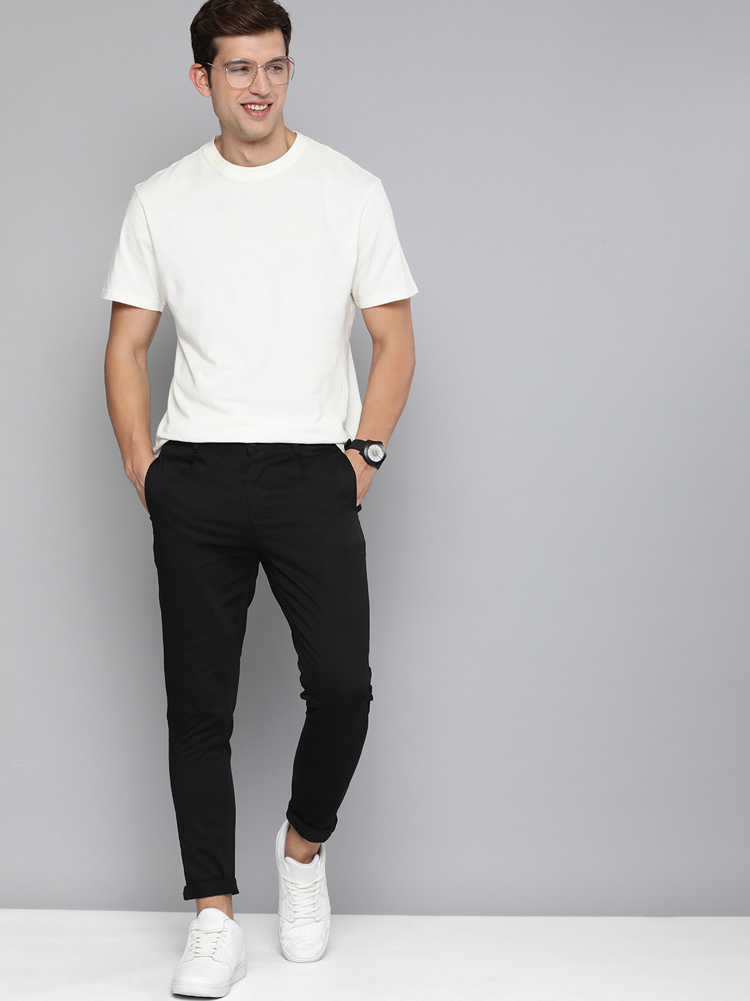 

Mast & Harbour Men Black Slim Fit Regular Trousers