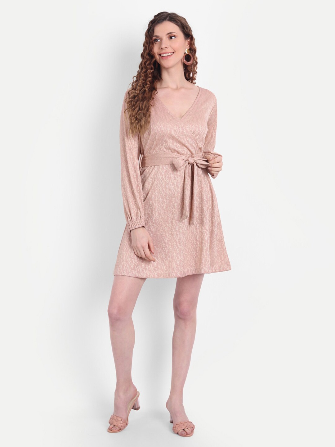 

BROADSTAR Women Pink Solid Wrap Dress