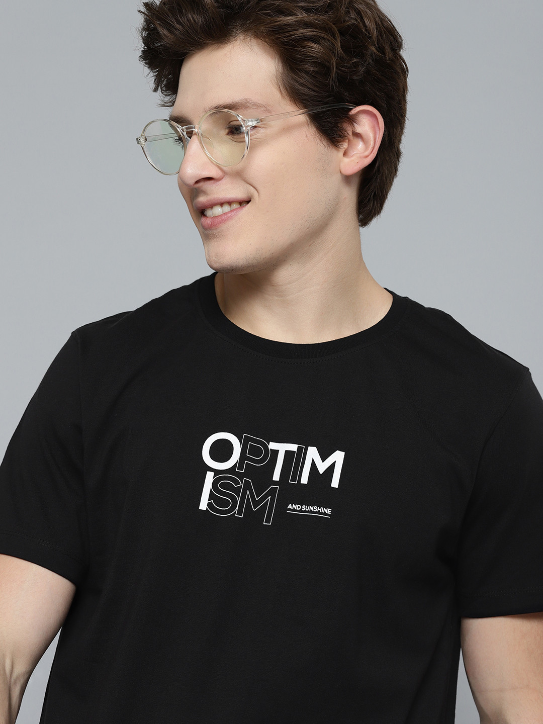 

Mast & Harbour Men Black & White Typography Pure Cotton T-shirt
