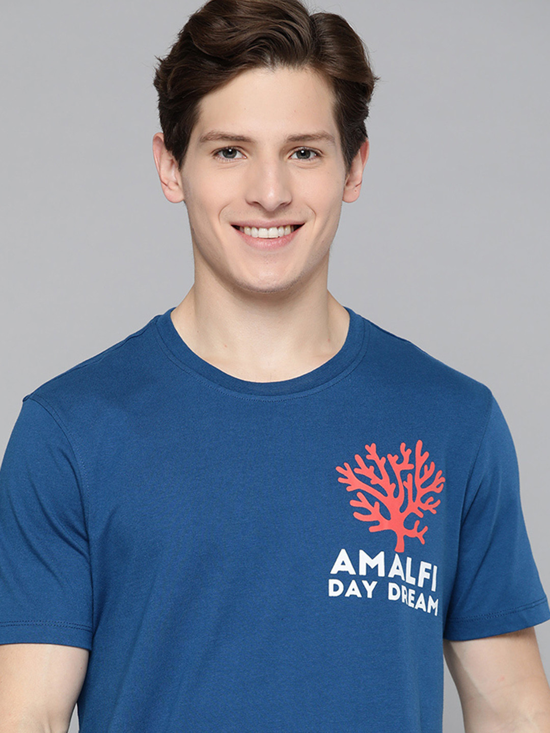 

Mast & Harbour Men Navy Blue & White Typography Printed T-shirt