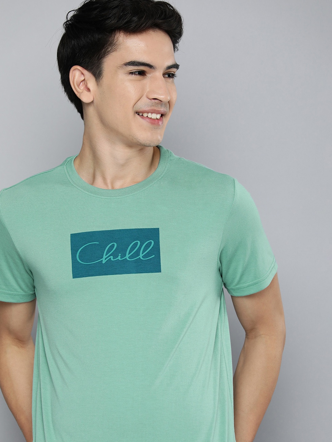 

Mast & Harbour Men Mint Green Typography Printed T-shirt