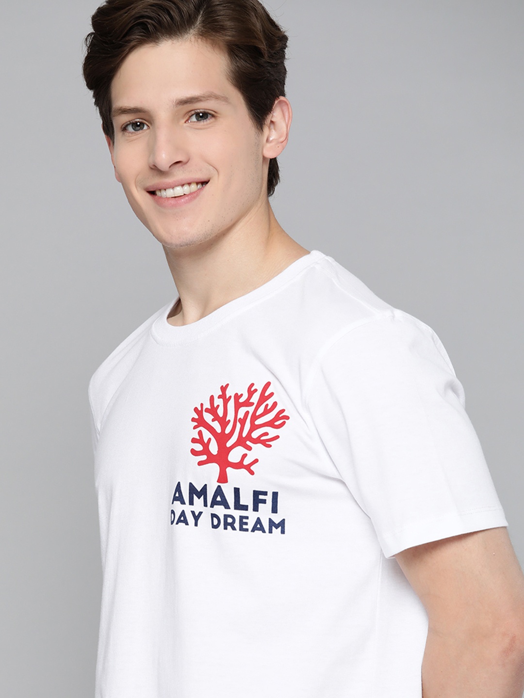 

Mast & Harbour Men White & Red Typography Printed T-shirt