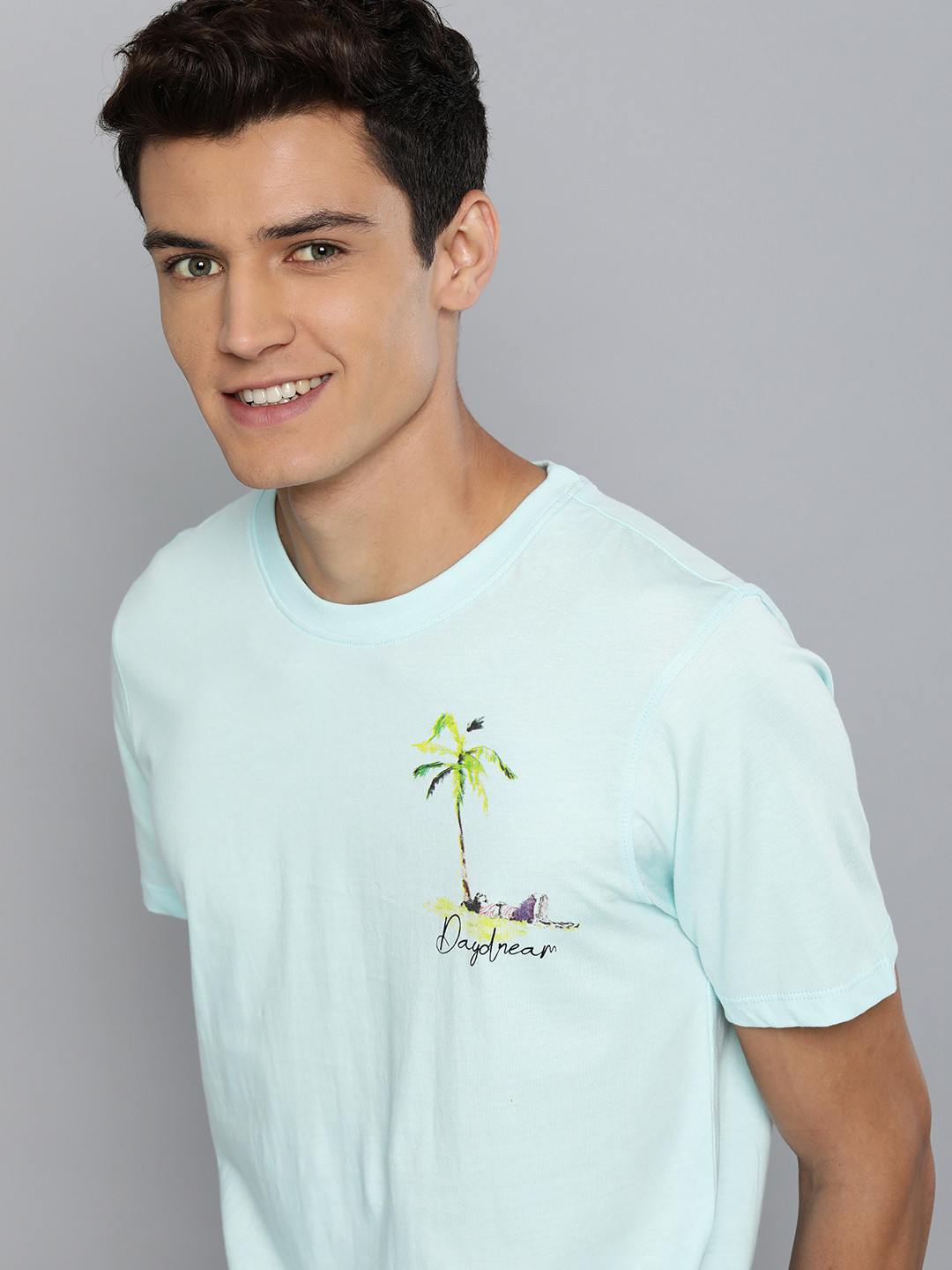 

Mast & Harbour Men Blue Printed Pure Cotton T-shirt