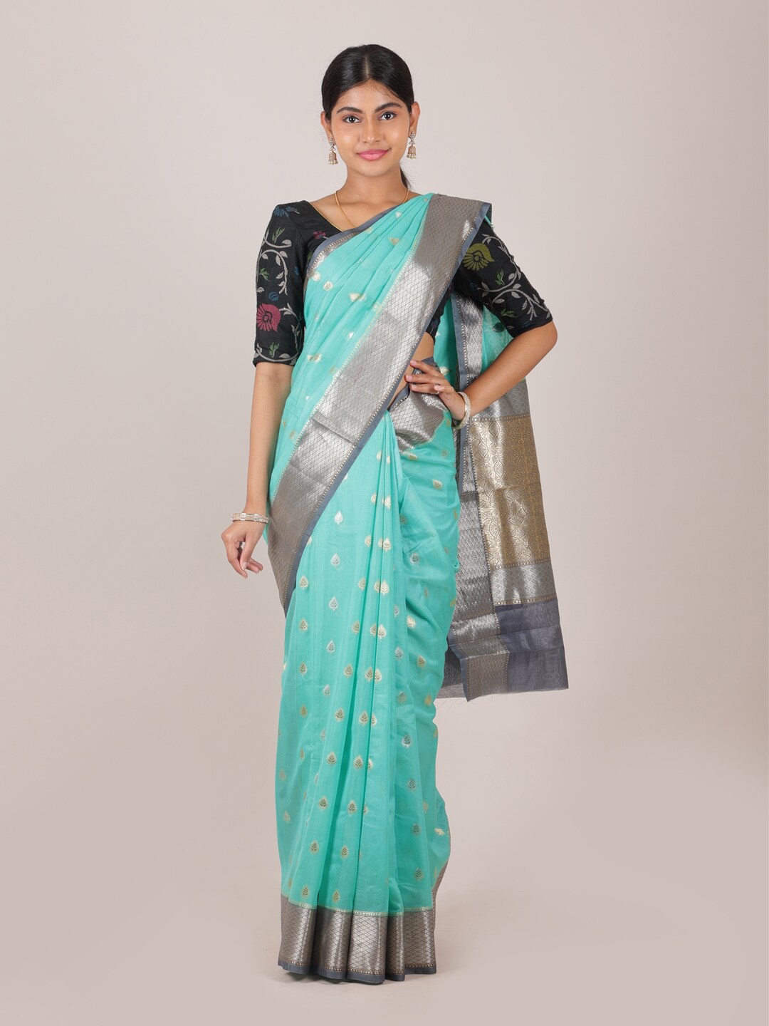 

Pothys Blue Woven Design Saree